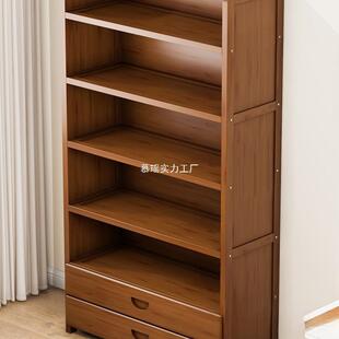 书架落地置物架家用实木卧室桌面多层收纳架省空间楠竹简易书柜子