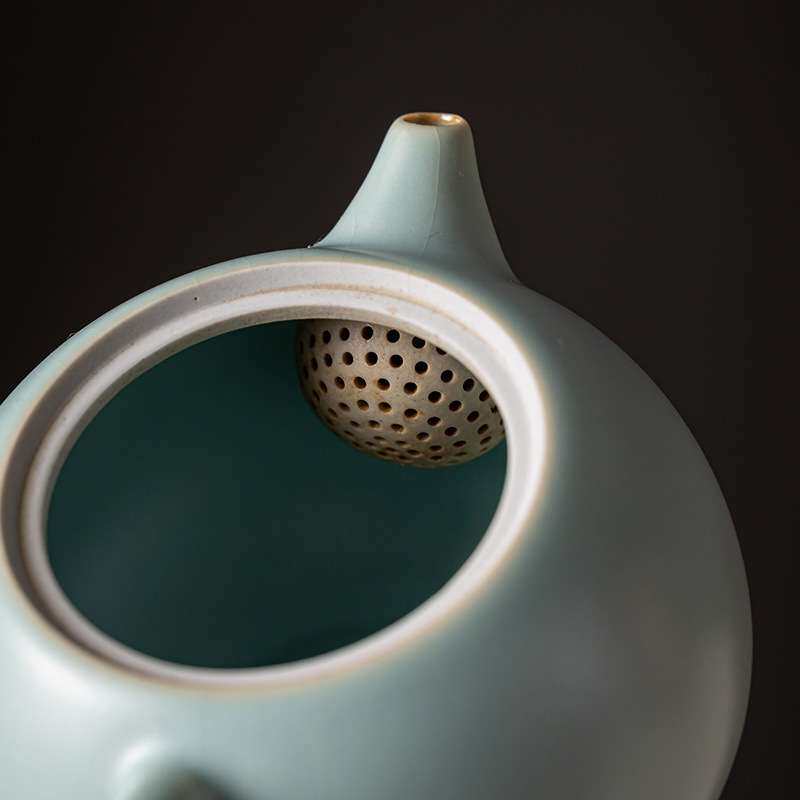 天青汝窑茶壶泡茶单壶陶瓷茶具茶杯家用喝茶西施壶套装汝瓷泡茶壶