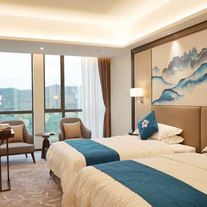 商务便捷酒店客房套房全套轻奢星级酒店家具套间双床海景房定 制