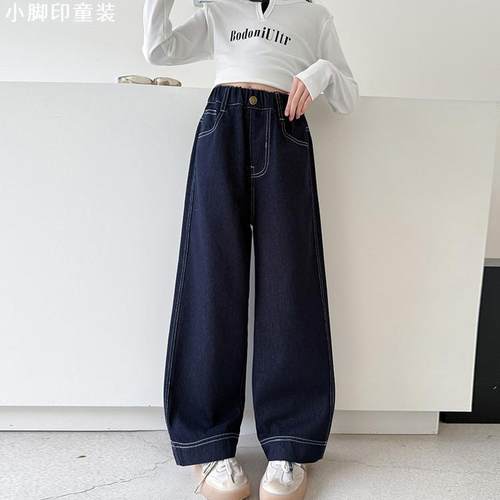 2025净色直筒阔腿牛仔裤