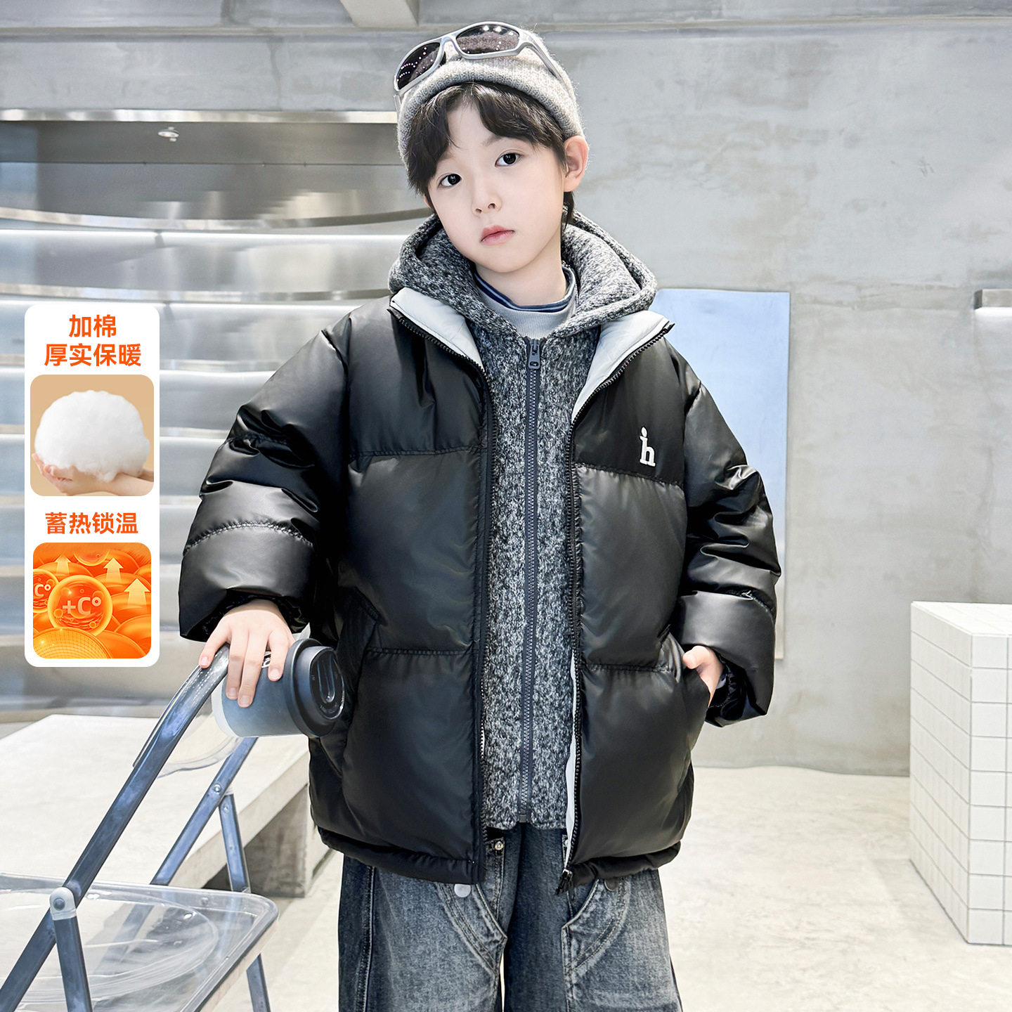 2025棉服外套秋冬款2025新款男孩冬季男孩中大儿童冬装羽绒棉棉袄