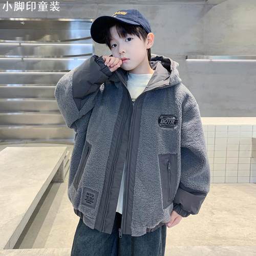 加绒外套秋冬新款儿童羊羔绒衣