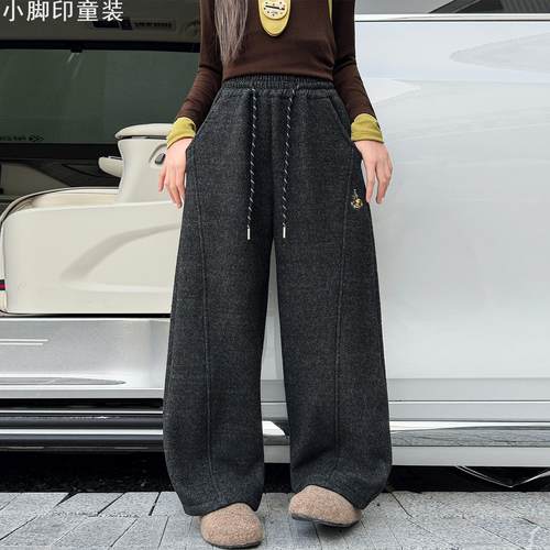 加绒弯刀裤男童冬季休闲裤