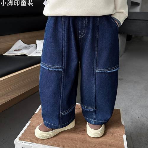 加厚加绒宽松儿童牛仔裤