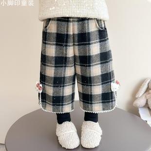 女宝宝假两件一条过冬直筒休闲棉裤 2025新款 子冬装 2025加绒加厚裤