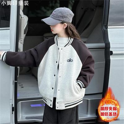加棉外套女童宽松棒球服