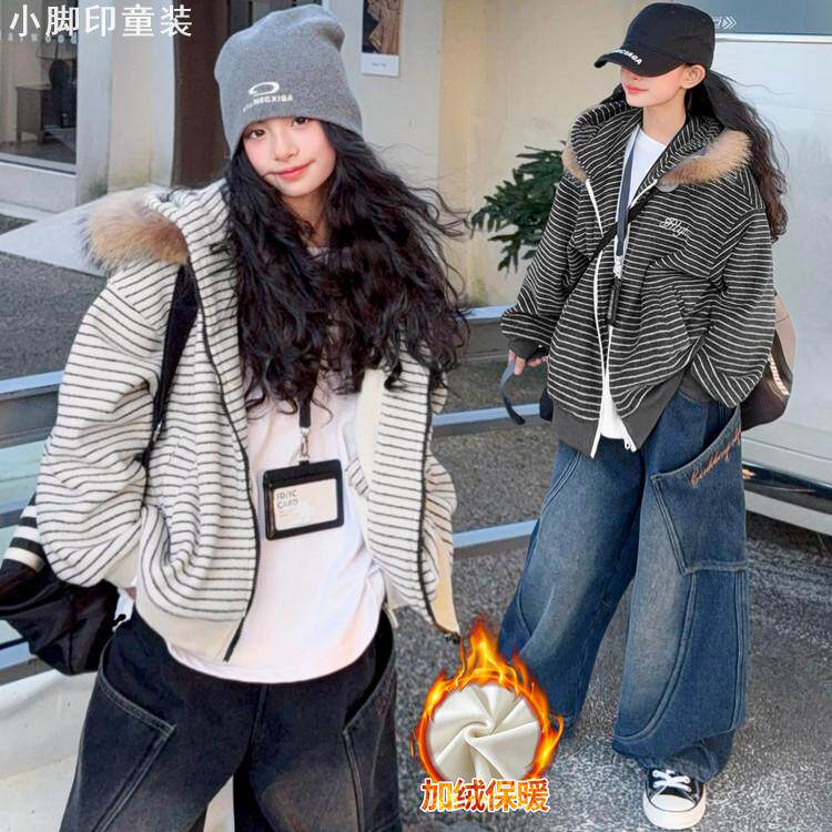 连帽不可脱卸毛料拉链B类普通外套时尚保暖