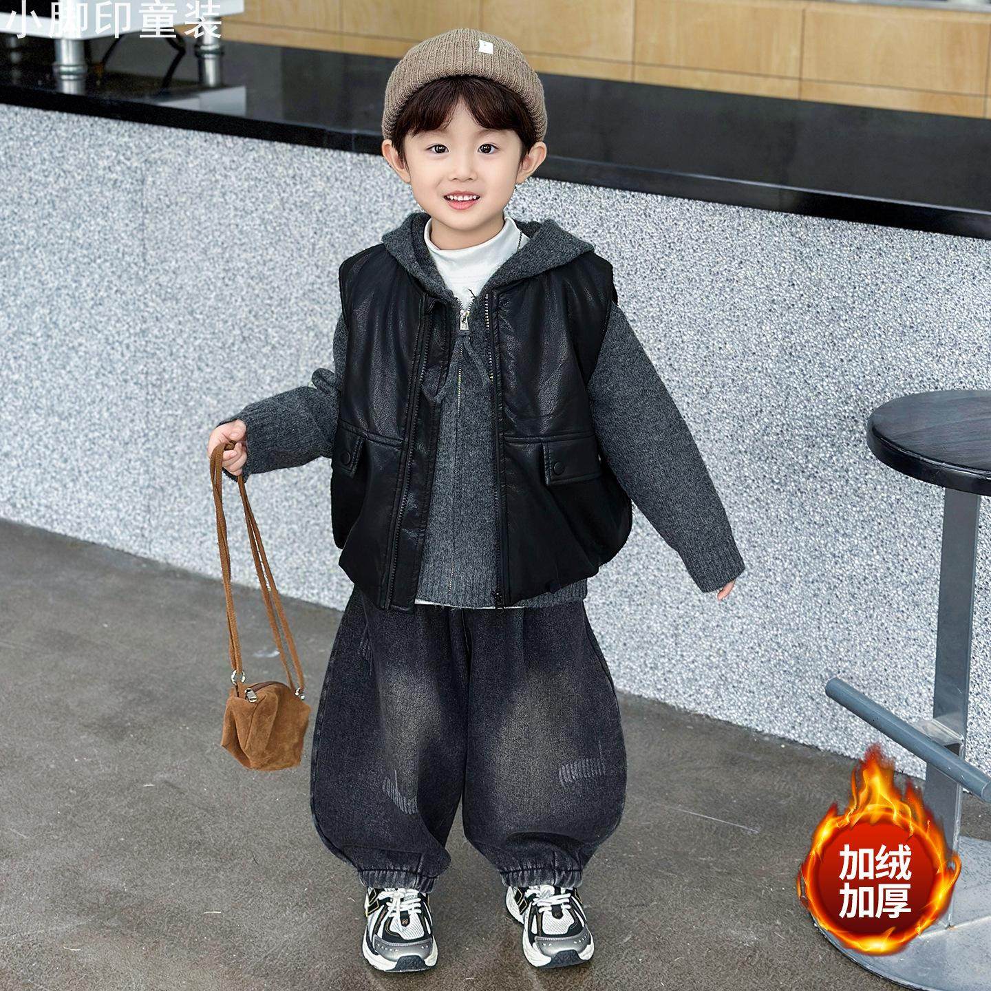 2025秋冬韩版加绒儿童三件套