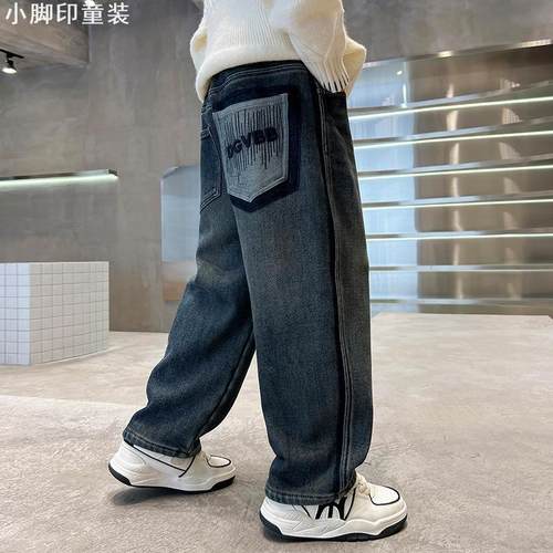 加绒牛仔裤儿童冬装一体绒