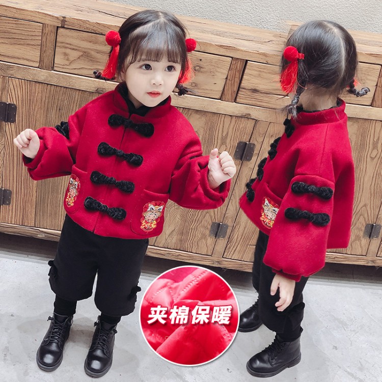 女童拜年服加厚套装儿童中国风唐装冬季新年装宝宝蛇年过年衣服潮
