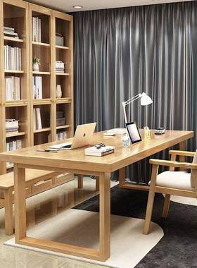 实木脑桌书大桌家用客厅桌长条桌双人阅读学ZTT习现代简电约送货