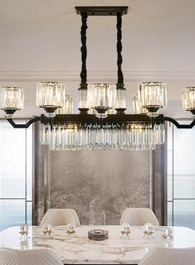 长方形水餐厅吊灯现代简约大气美晶轻奢饭厅式164吧台书房餐桌灯