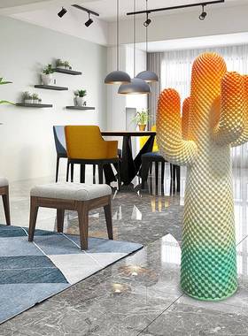 XRZ0001人掌仙衣架雕塑大摆件样板房家居美客厅玻陈璃钢网红轻奢