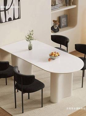 岩QEY圆餐桌小户型家式用法餐半桌家用现代简约组合纯白板餐桌椅
