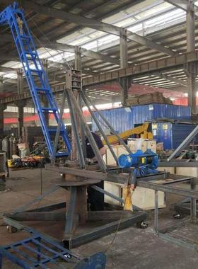 渔塘库塘卸车池上鱼用长MMG臂起重装旋转移水动码头提升货物小型