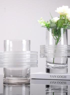 现代轻奢透样明水晶璃JSE花器摆件楼处玻板房客售厅桌面电视柜装