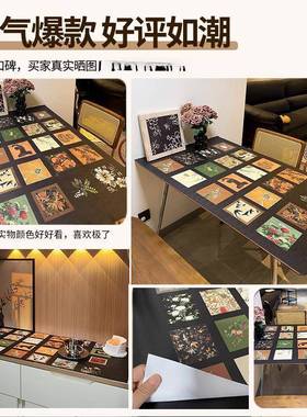 免中古风免洗AL102356皮革桌奢感防油防烫打理桌布茶几轻台面垫垫