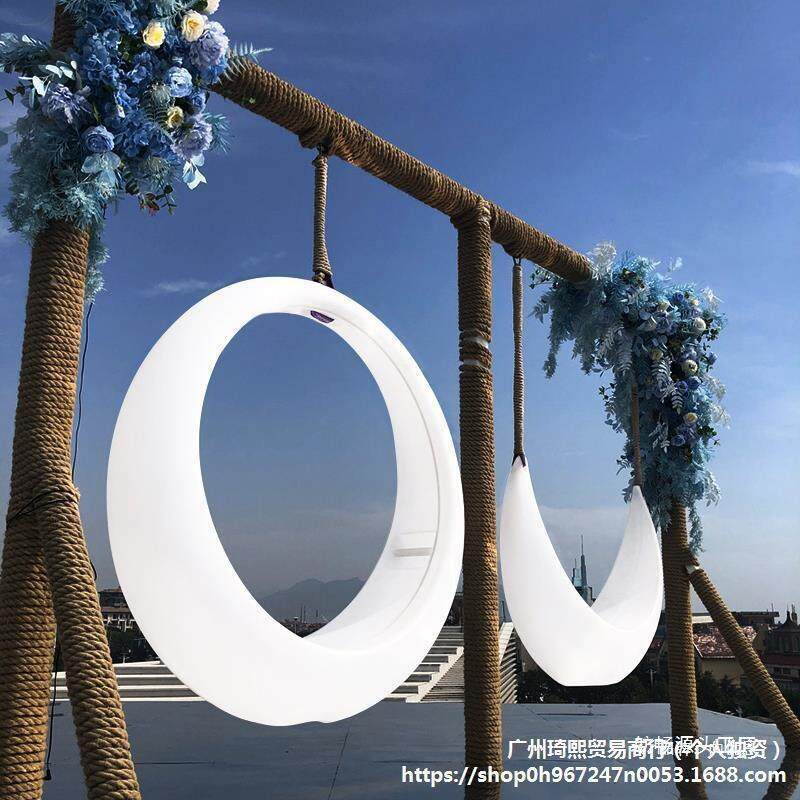 网秋千户外庭215院秋室内外夜光吊摇椅椅多人儿童打红卡发光月亮