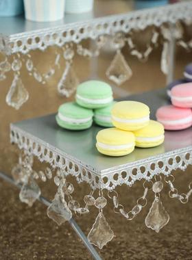 欧式金晶属蛋糕长形三层WB-CHDLR铁艺架婚庆甜品摆件水金色展架方