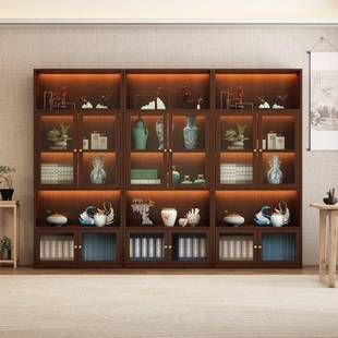 新架中式博架茶室VXR置物架背架多宝阁商用隔断架书柜带古灯展示