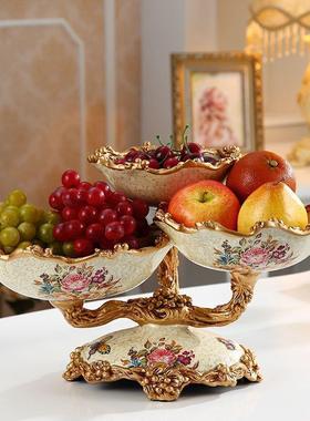 干果盘欧式果装盘分格多层水果盘创意饰摆家用大客厅件DD101824茶
