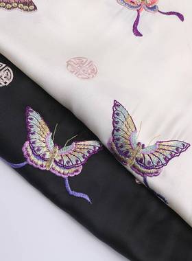 新中式蝶刺仿醋酸缎底蝴国面风童装马甲外14800套刺绣面料25年春