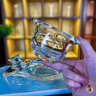 轻奢碗东碗海原矿水晶三才盖碗手工打造盖安F88SJJ6H享水盖玻晶璃