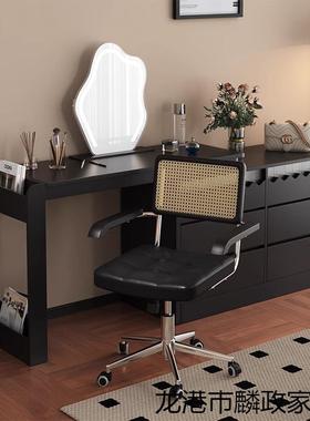 中古藤编电脑椅子家舒用久as402坐适降转椅复实木办公椅古书房学