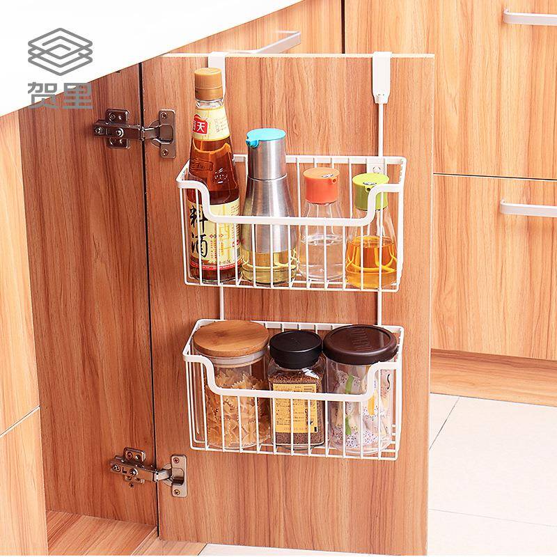 厨房柜门挂钩收纳篮筐免打孔下分KT-1235层收纳挂柜篮壁挂式储物