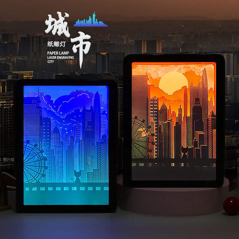 新奇节日礼物建筑类纸雕灯公司活动创意礼品送朋友书桌摆件床头灯