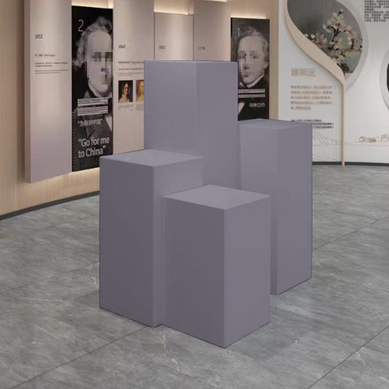 模特展示台橱窗长方体木制烤漆商业陈列高低立柱灰色地台底座展台