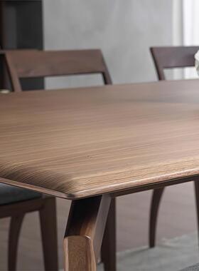 北美黑25557胡桃木全实木餐桌客长方形原木代简现约餐台厅会桌议