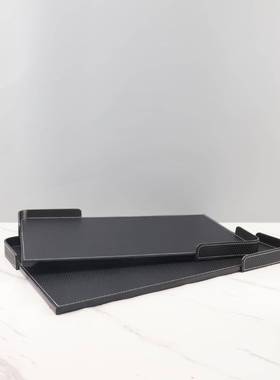 欧0320样式轻奢简约水晶烛台皮革托盘房玄关卧室家居板客厅装饰摆