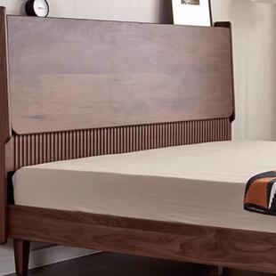 北代美全实木黑胡桃樱木风床现简约桃木原木卧室1ACT.8米双人琴大