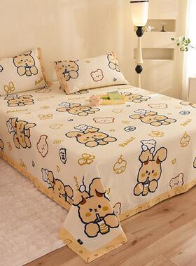 棉A类加厚纯磨毛床单单件100全棉套儿童清新花卉被枕单fm011500套