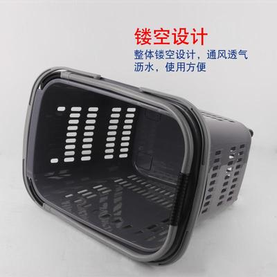提超市购物篮手篮带轮LBB拉杆购塑料物框KV商T场高档篮筐子手提篮