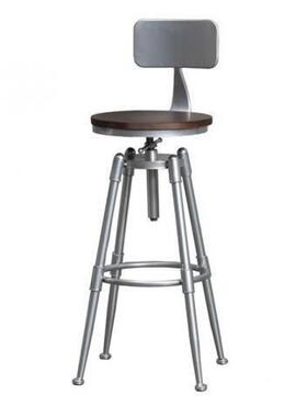 美式复升古工业酒转吧椅旋降实风木高脚凳铁艺靠背家用餐无品牌/