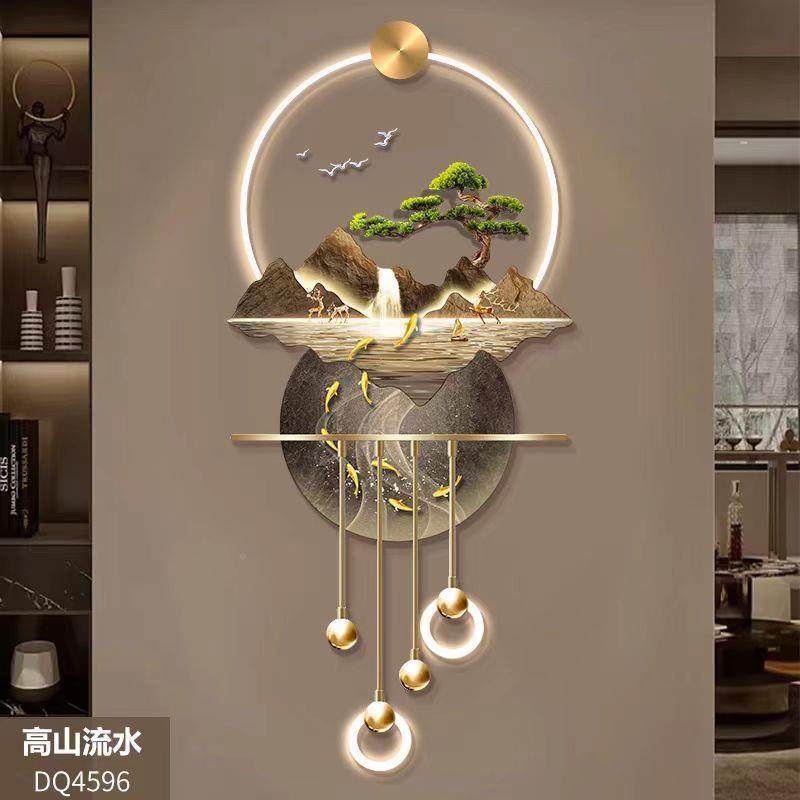 高山流水L玄关装饰D画山水高档体E壁灯新中式入户走廊过HS-11270