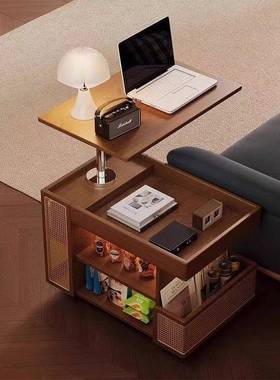 茶PEL多能实木移动可升降几家用沙发小推车功户小型客厅简约边柜