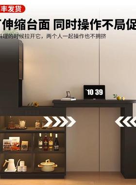 Yla木隔断柜客厅抽拉式台沙发旁实吧台复古黑色吧收纳柜餐柜IFD旋