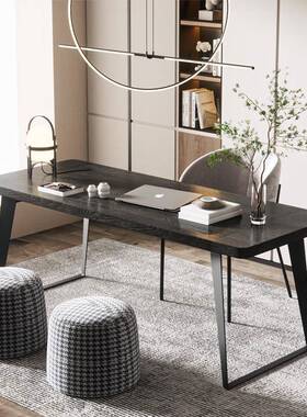 A1铁0L实SCS心钢板桌支腿架岩板大理石办公餐台黑色书艺桌底座会