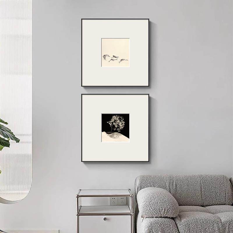 山景本南现代简约黑白摄影挂画小众山本昌南风画昌中古酒店风样板