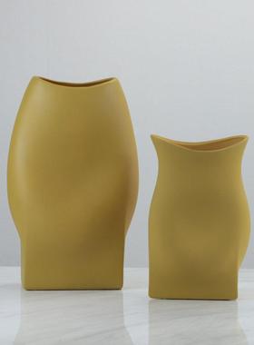 现FOI简约凹肚花瓶摆件代客厅关电视柜玄脂插花器样板间售楼处树