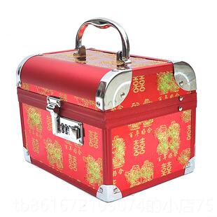 高档首饰盒结婚锁木质化妆盒盒首饰收纳大饰品盒小珠宝盒子带首饰