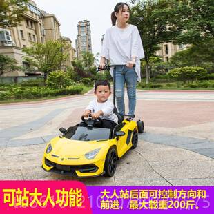 高档博基轮尼儿童电动电车兰四带遥控宝宝可坐动汽车大人可站亲子