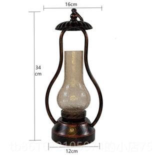 高档充电覆古煤油灯中式台灯海老上国饰卧室床头民灯书房书桌怀旧