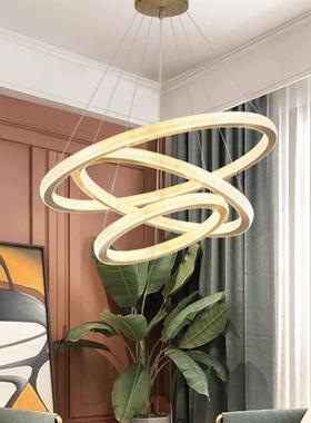 后现代轻奢客厅圆吊灯现代简约创意环合港DK-68XY式设师定梯吊计