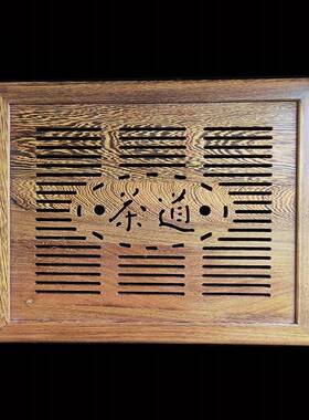 588桌嵌入茶式茶盘实S木盖板镂内嵌大理石玻璃茶F76M75MH几中间空