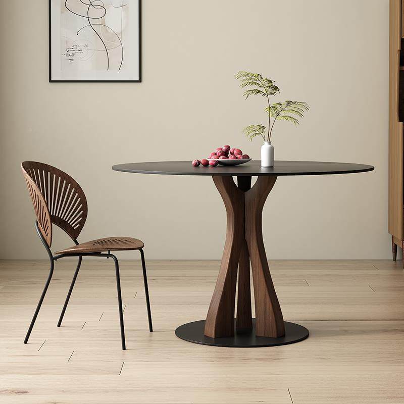 7T木多岩塔黑胡桃色复实圆形古餐桌小户型简约纯黑德利丰板圆黑胡,商业/办公家具,餐桌椅系列,淘宝优惠券,粉丝福利购,淘宝优惠卷