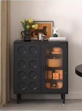 意式窄超薄极餐边柜墙边柜20c风m中古黑色床尾收纳柜碗柜子柜GUI